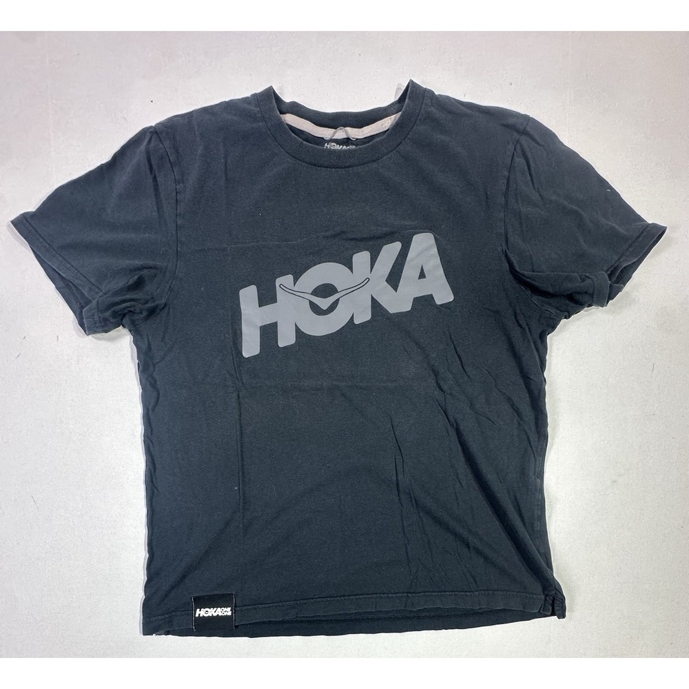 HOKA One One Black Graphic Logo T-Shirt Size M Running Fitness Tee